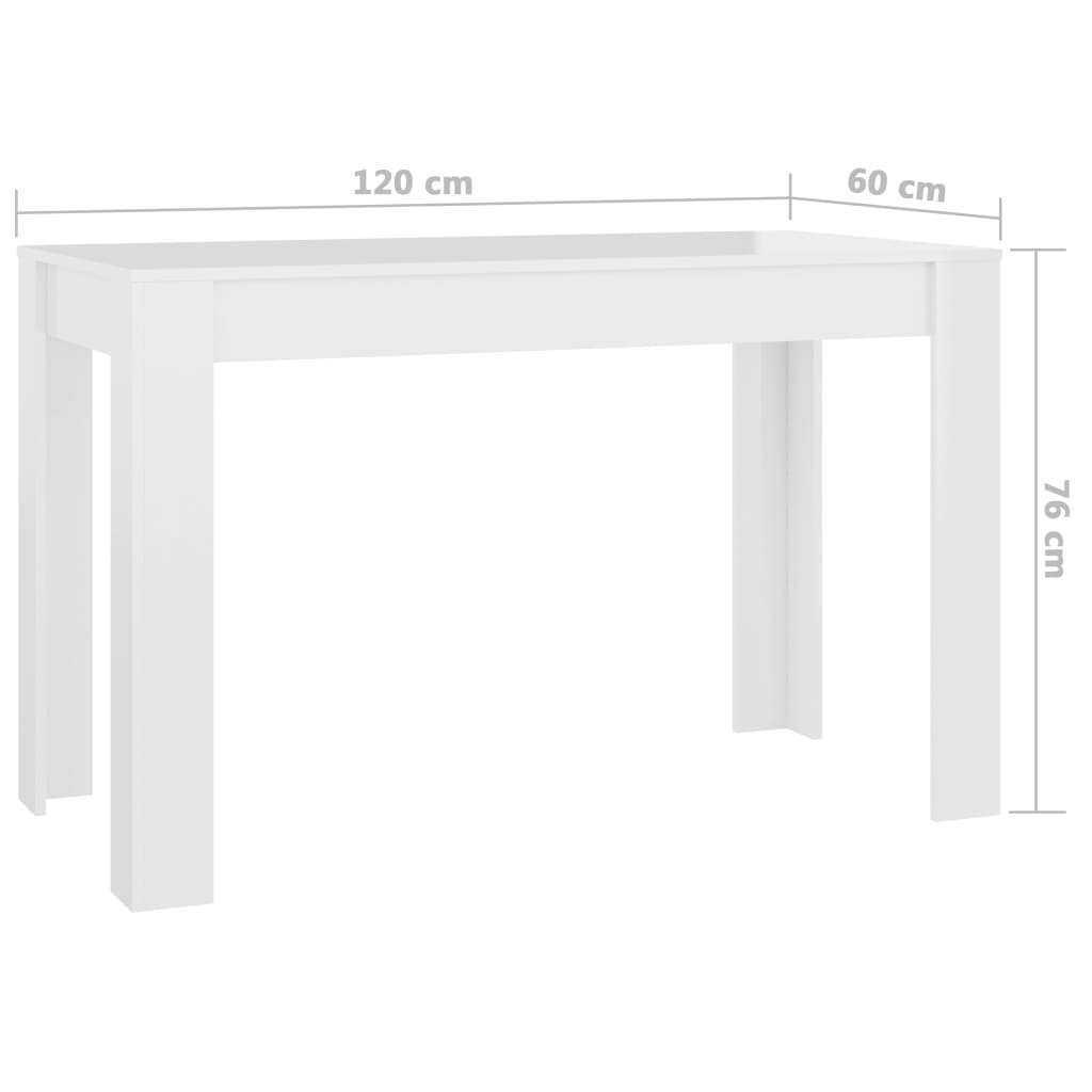 Brillante weiße Esstisch 120x60x76 cm agglomeriert