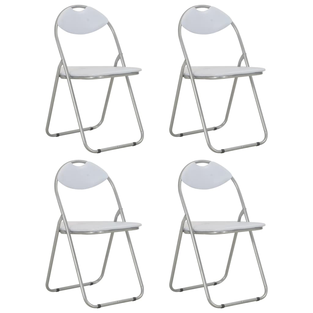 Folding chairs to eat a lot of white imitation leather