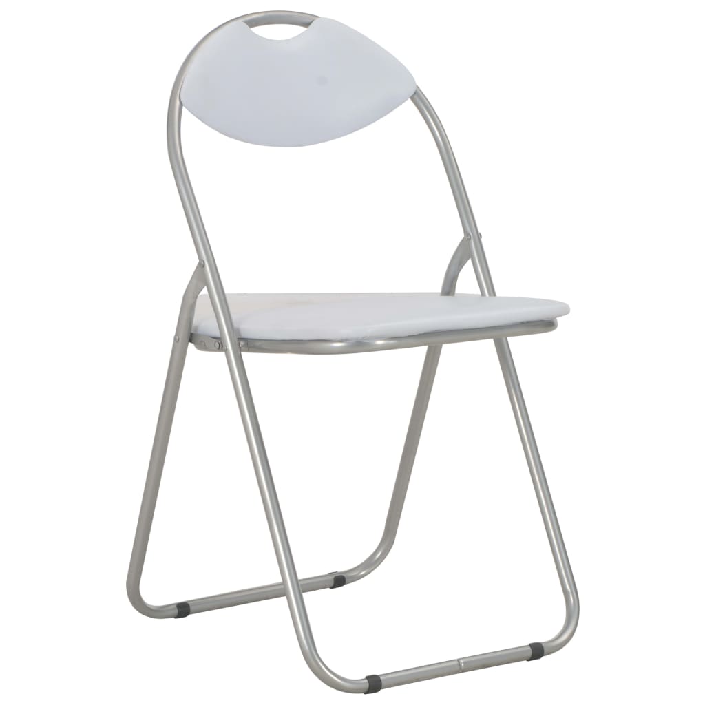 Folding chairs to eat a lot of white imitation leather
