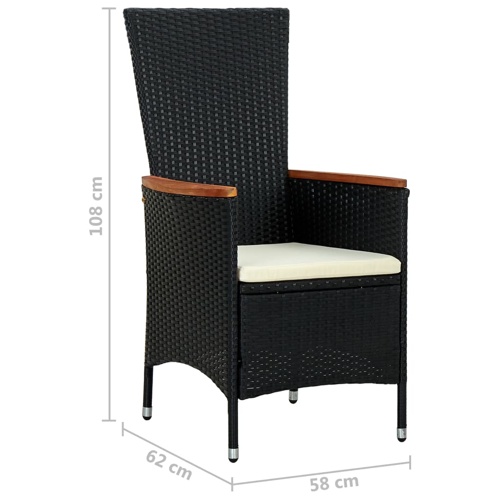 Mobilier à dîner d'extérieur 7pcs Résine tressée et acacia Noir