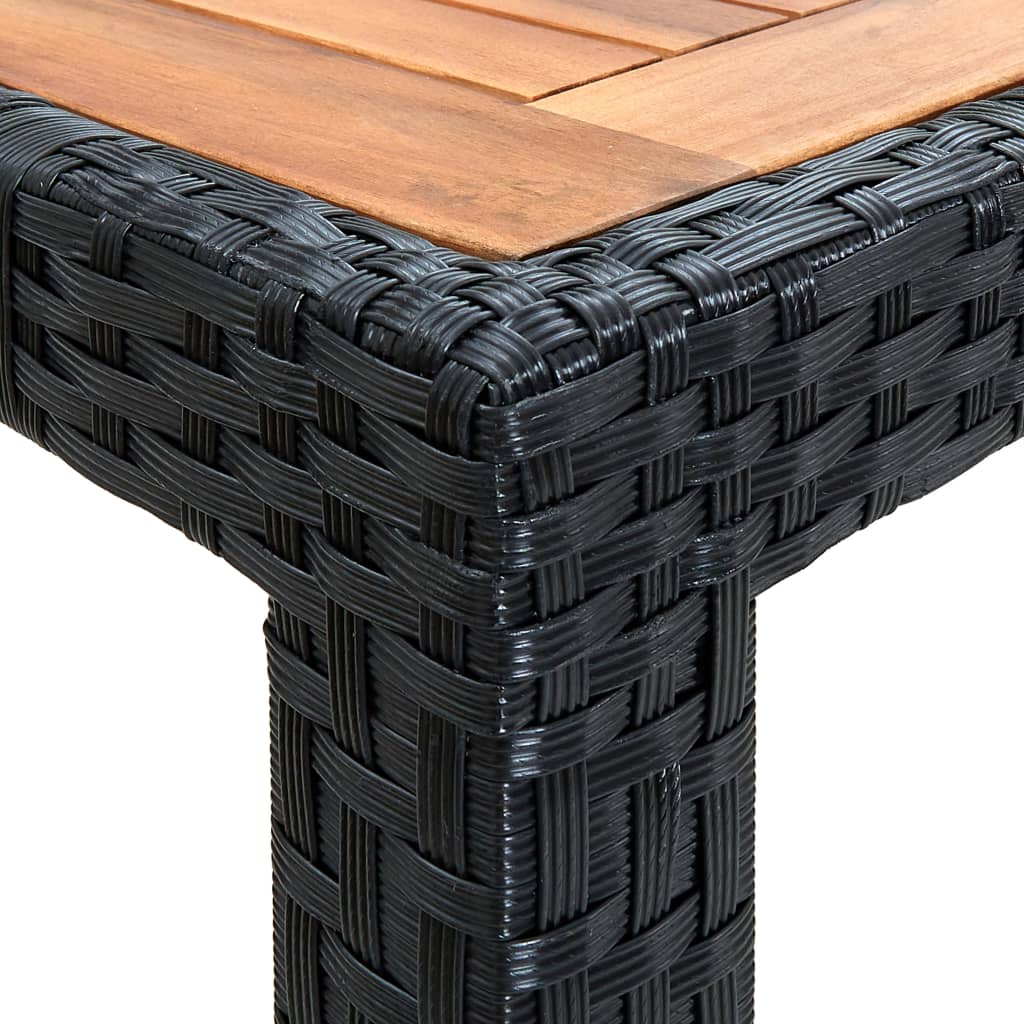 Outdoor dinner furniture 7pcs braided resin and black acacia