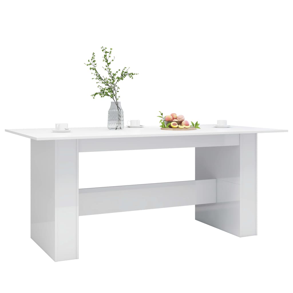 Brilliant white dining table 180x90x76 cm agglomerated