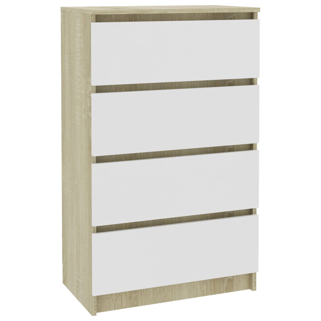 White Buffet e Sonoma Oak 60x35x98.5 CM INGEGNERE WOOD