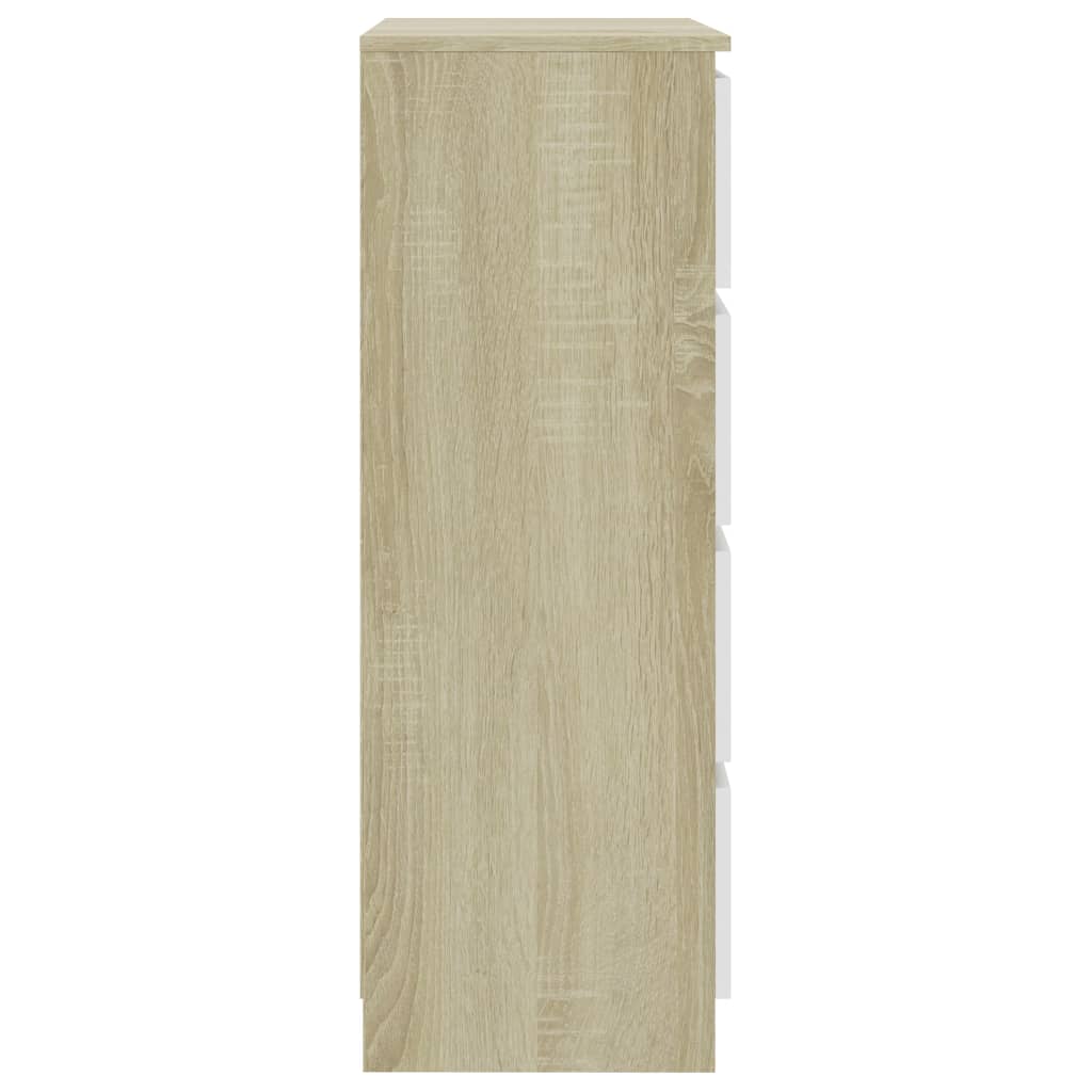 Weißes Buffet und Sonoma Oak 60x35x98.5 cm Ingenieurholz Holz