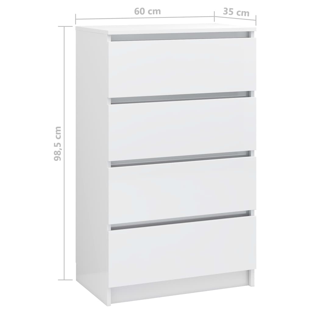 Shiny white buffet 60x35x98.5 cm Engineering wood