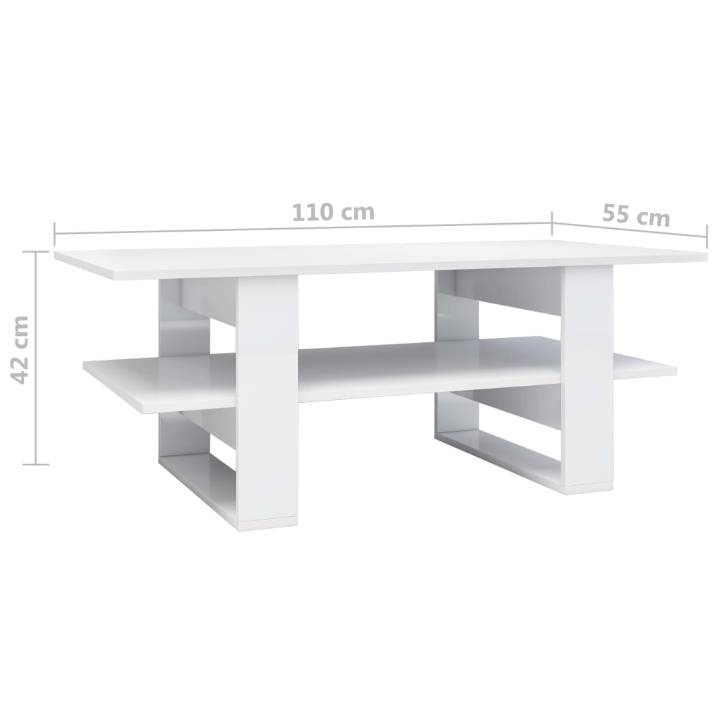 Brilliant white coffee table 110x55x42 cm agglomerated