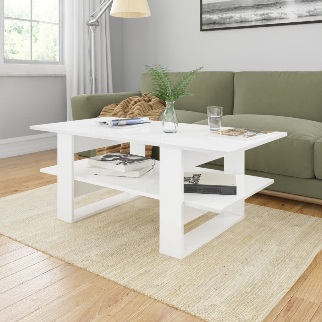 Brilliant white coffee table 110x55x42 cm agglomerated