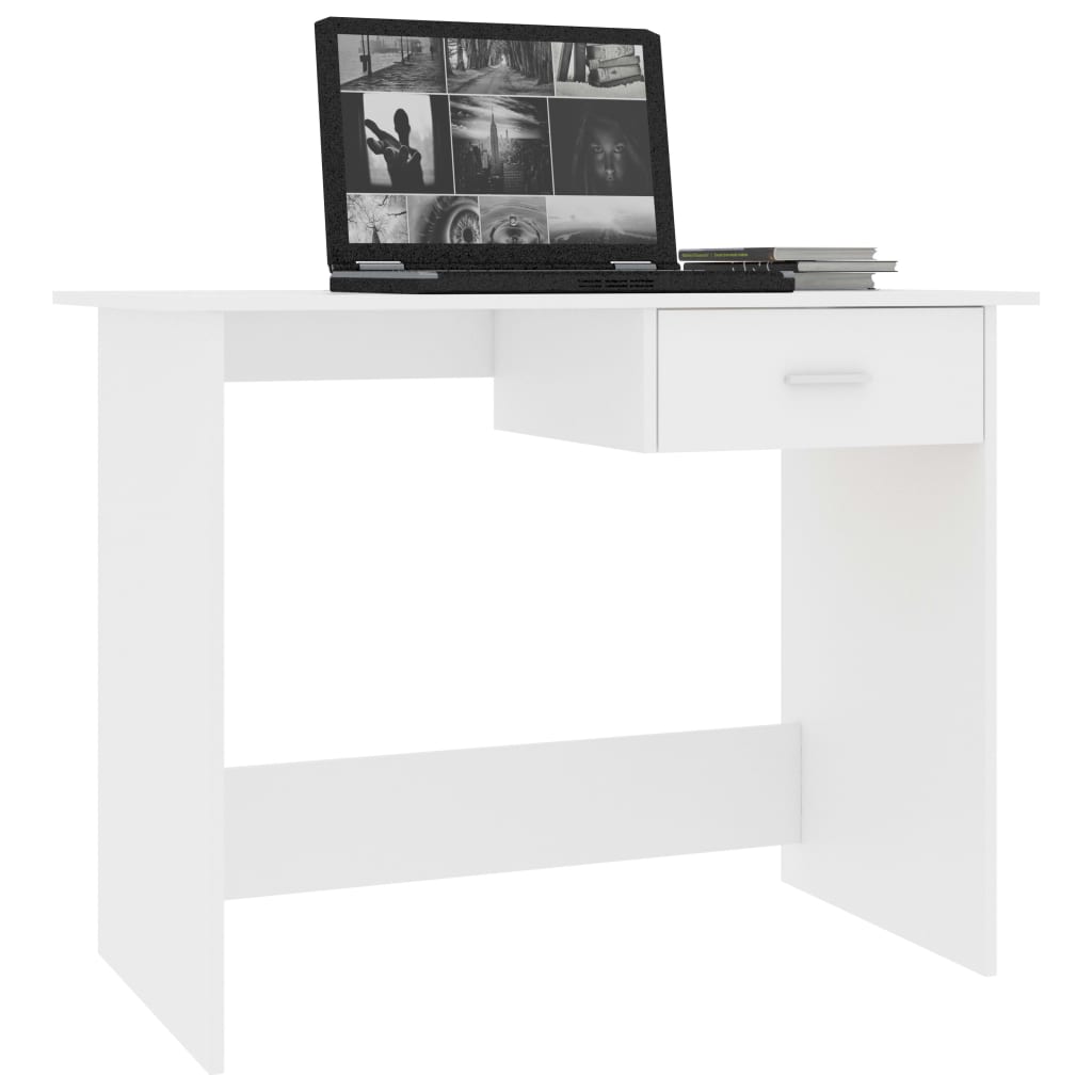 Weißer Schreibtisch 100 x 50 x 76 cm Ingenieurholz Holz