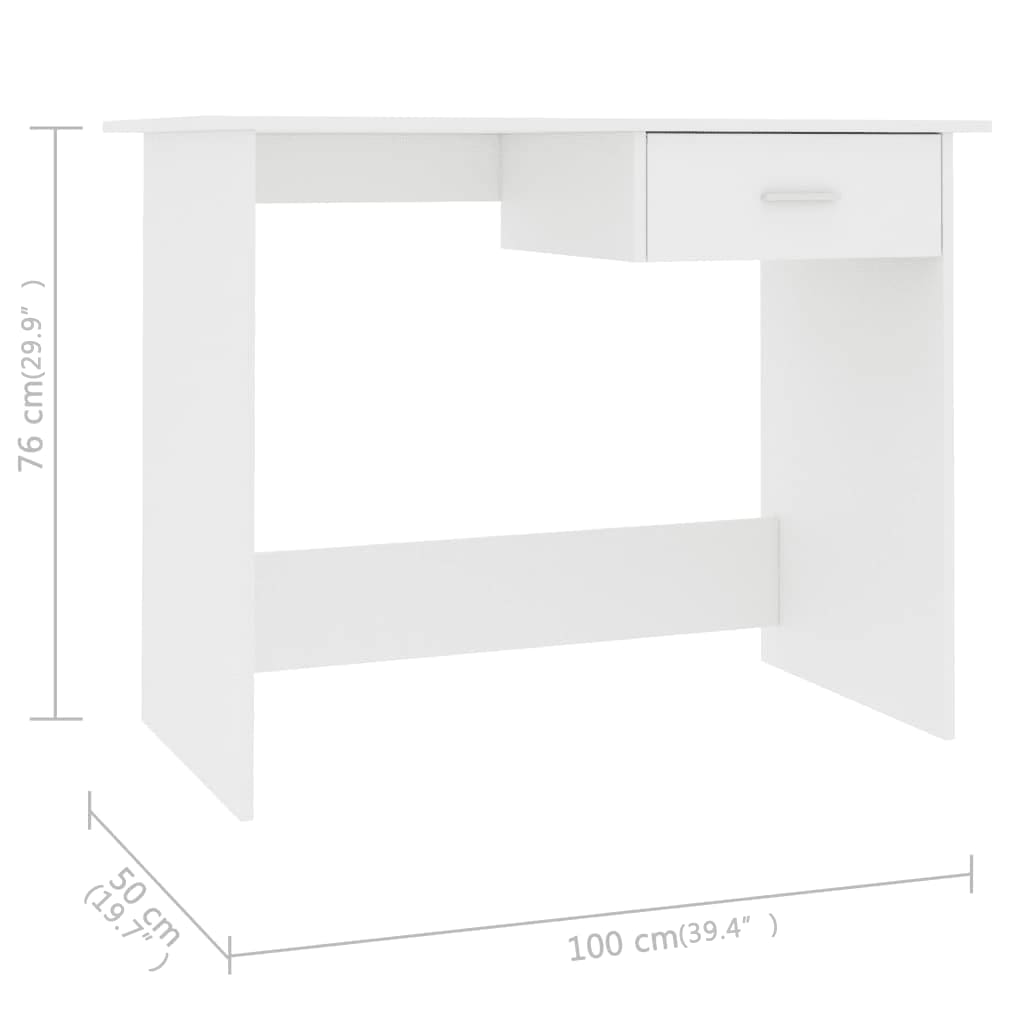 White desk 100 x 50 x 76 cm Engineering wood