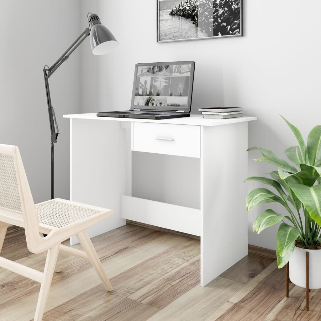 Weißer Schreibtisch 100 x 50 x 76 cm Ingenieurholz Holz