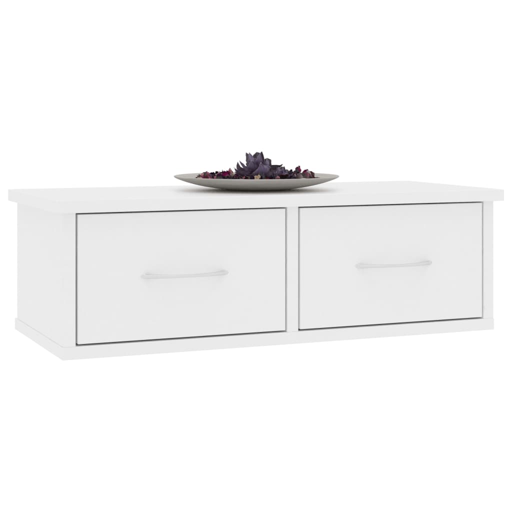 Wall shelf and white drawers 60x26x18.5 cm Engineering wood