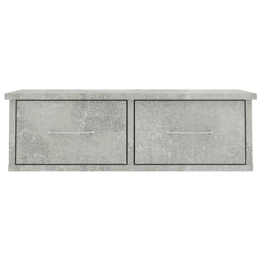 Wandschelf mit grauen Betonschubladen 60x26x18,5 cm agglomeriert