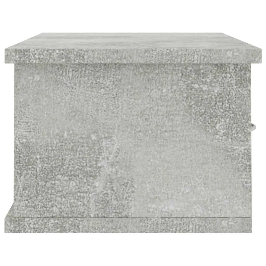 Wall shelf with gray concrete drawers 60x26x18.5 cm agglomerated