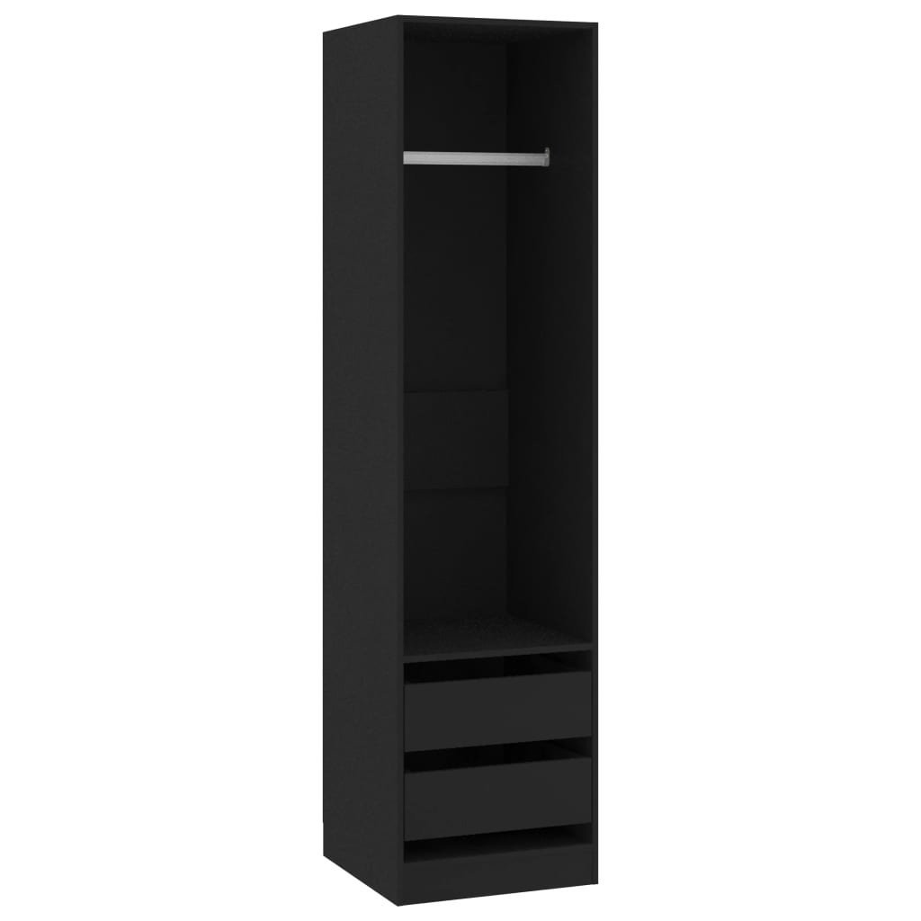 Wardrobe with black drawers 50x50x200 cm agglomerated