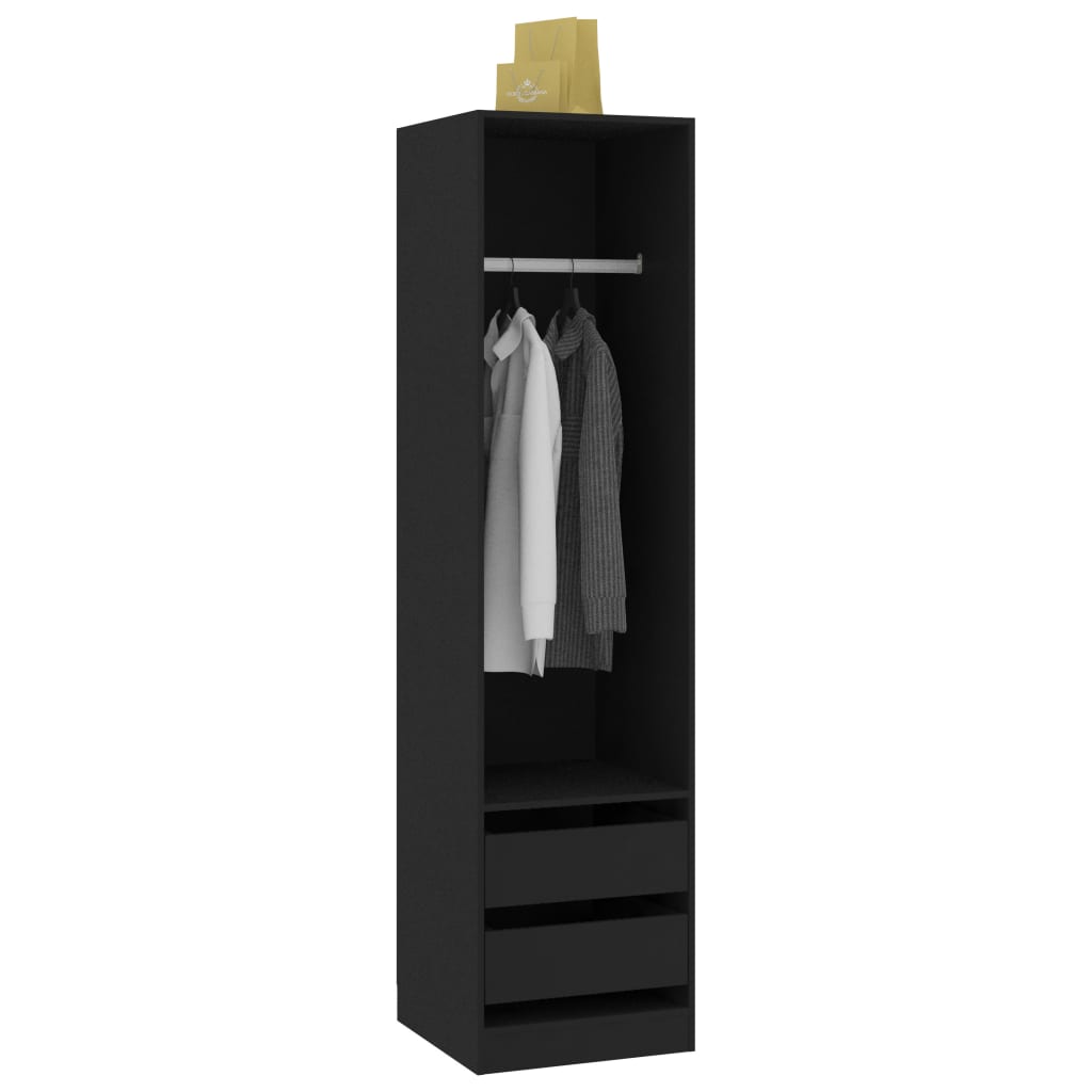 Wardrobe with black drawers 50x50x200 cm agglomerated