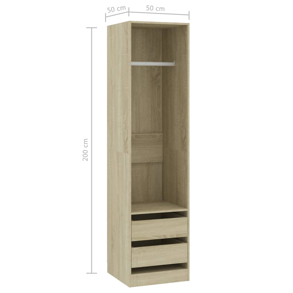 Wardrobe with Sonoma oak drawers 50x50x200 cm agglomerated