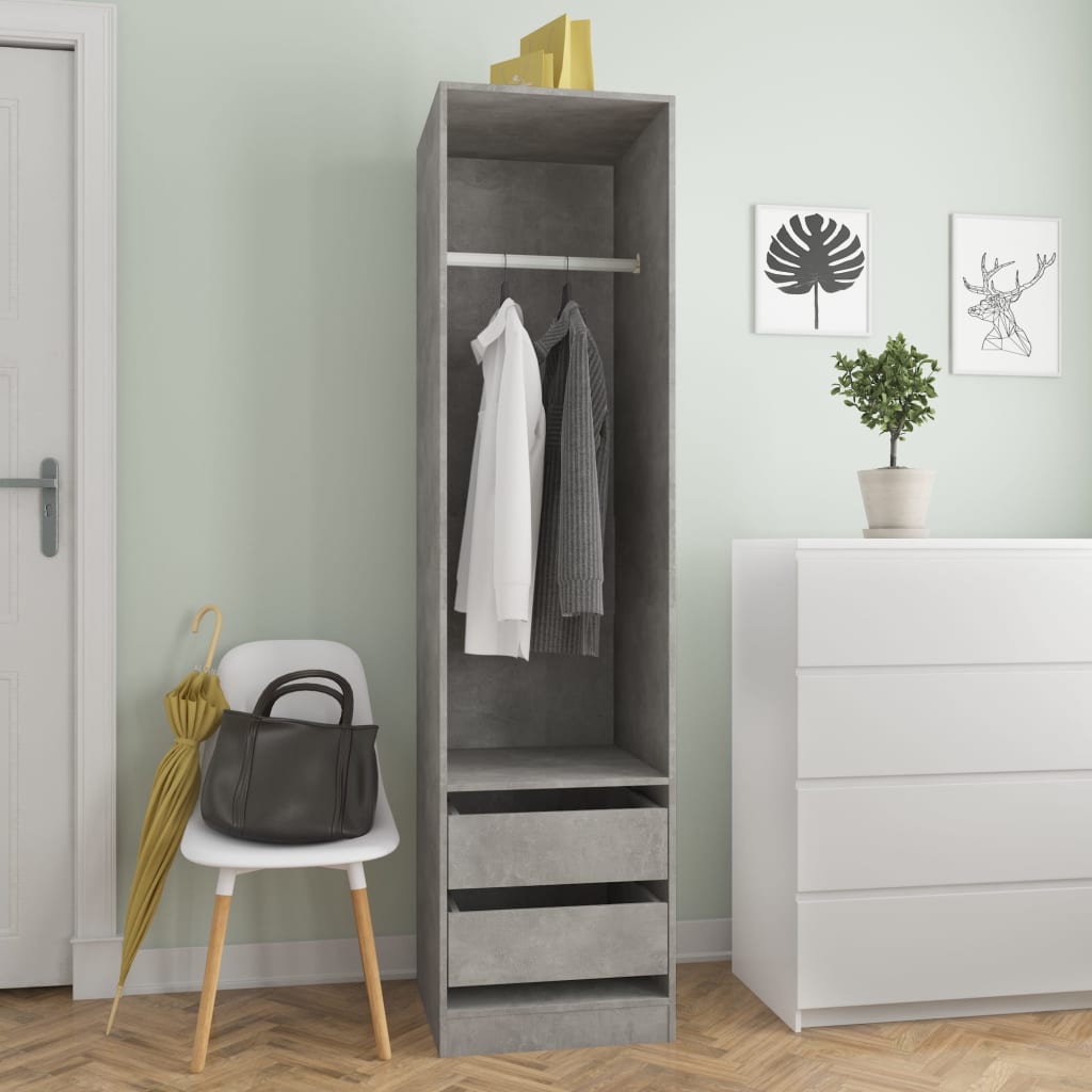 Wardrobe with concrete gray drawers 50x50x200 cm agglomerated