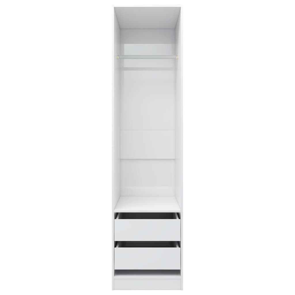 Garde-robe avec tiroirs Blanc brillant 50x50x200 cm Aggloméré