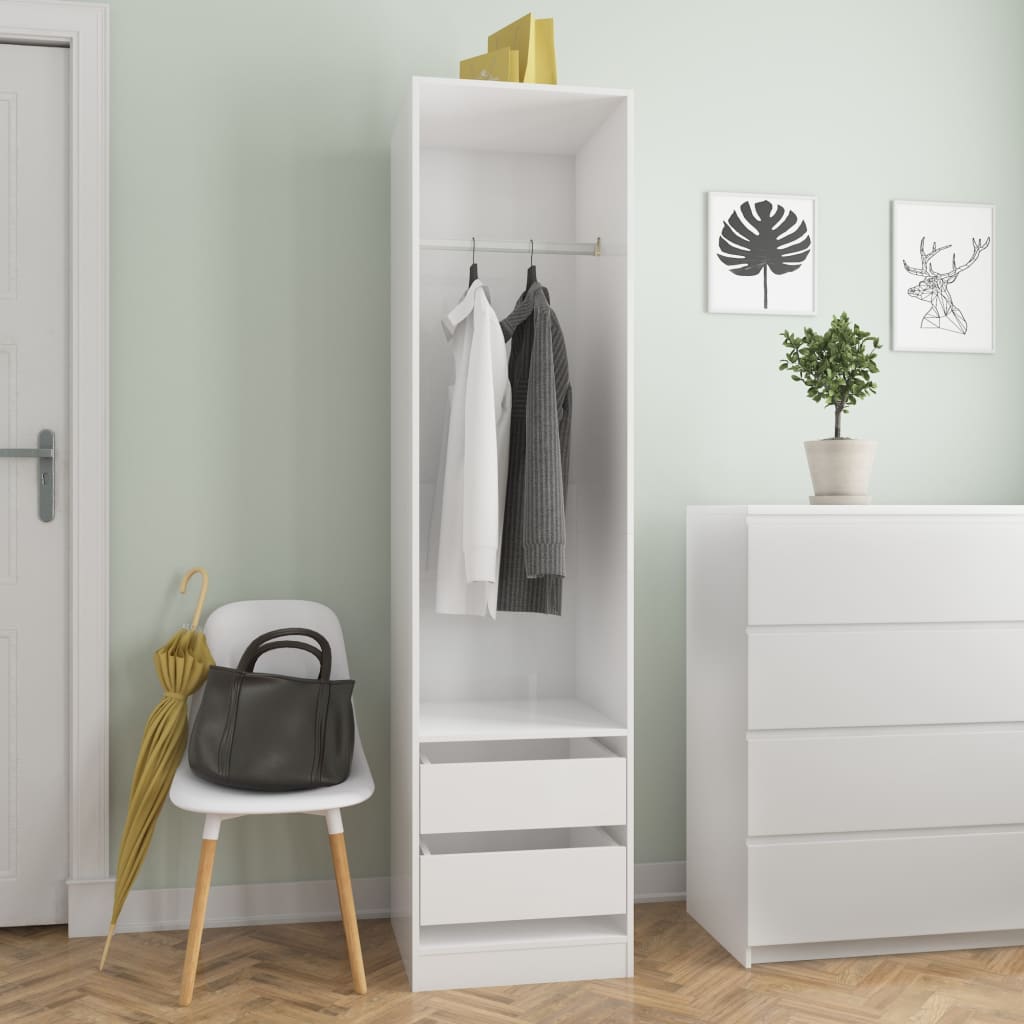 Wardrobe with shiny white drawers 50x50x200 cm agglomerated