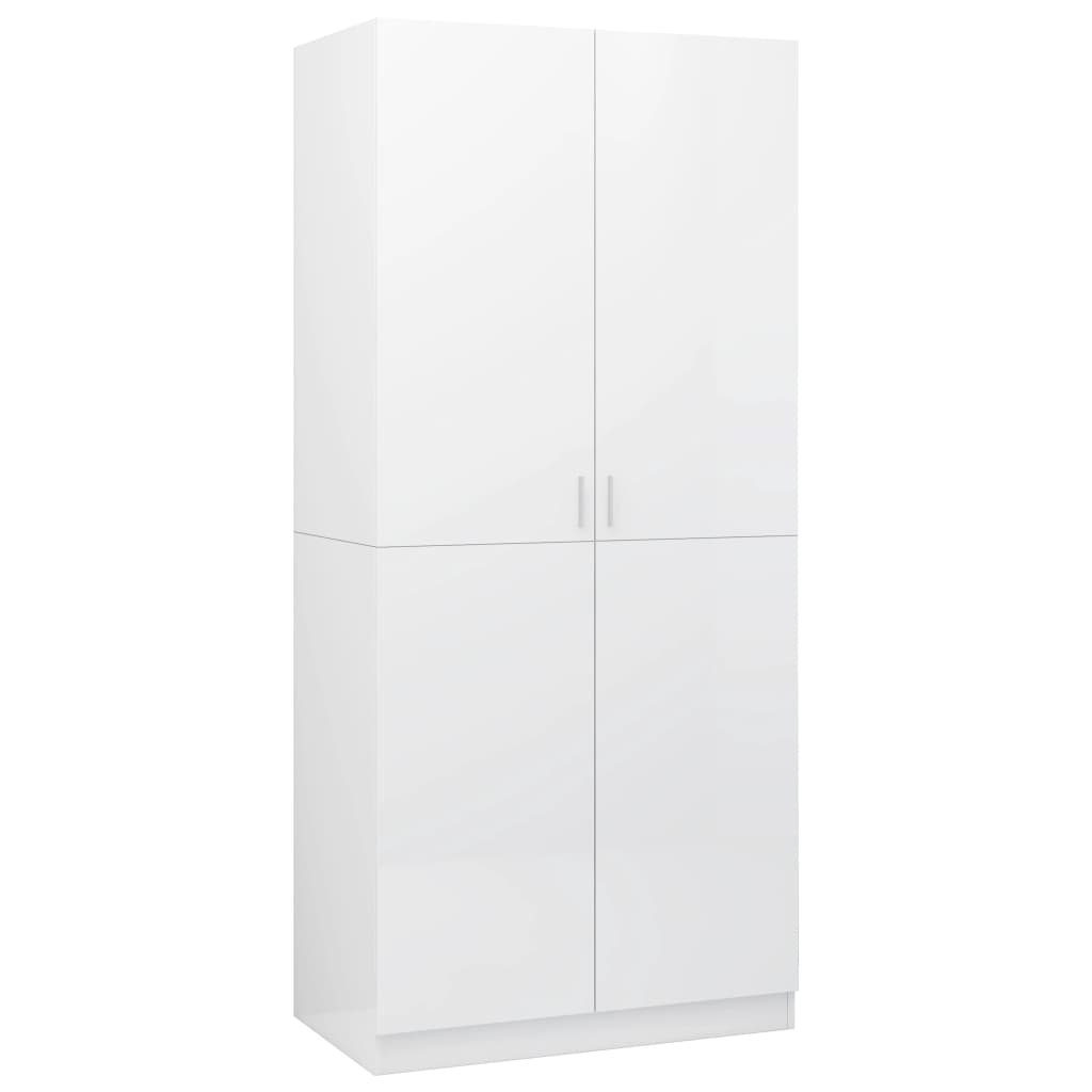 Shiny white wardrobe 80x52x180 cm agglomerated
