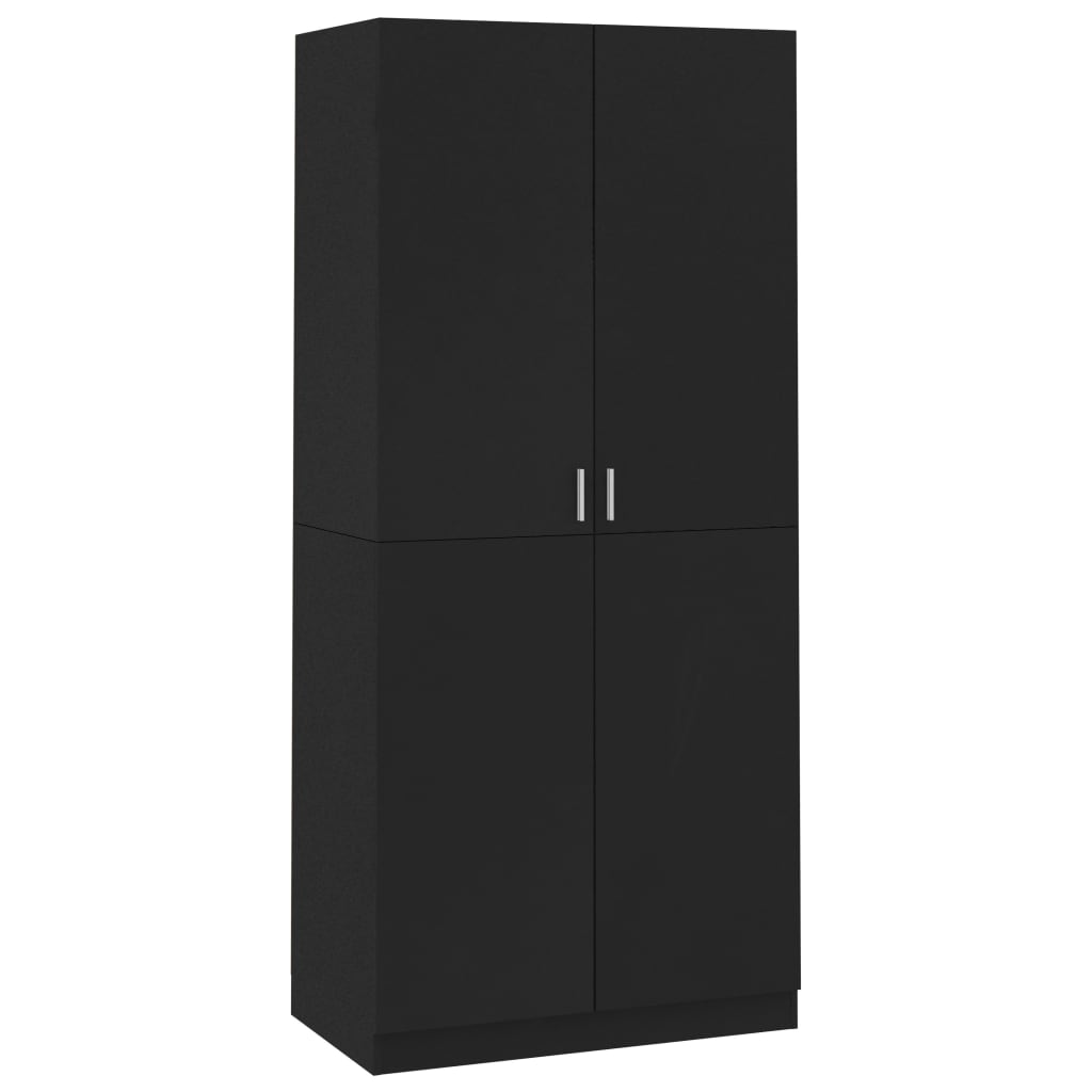 Black wardrobe 90x52x200 cm agglomerated