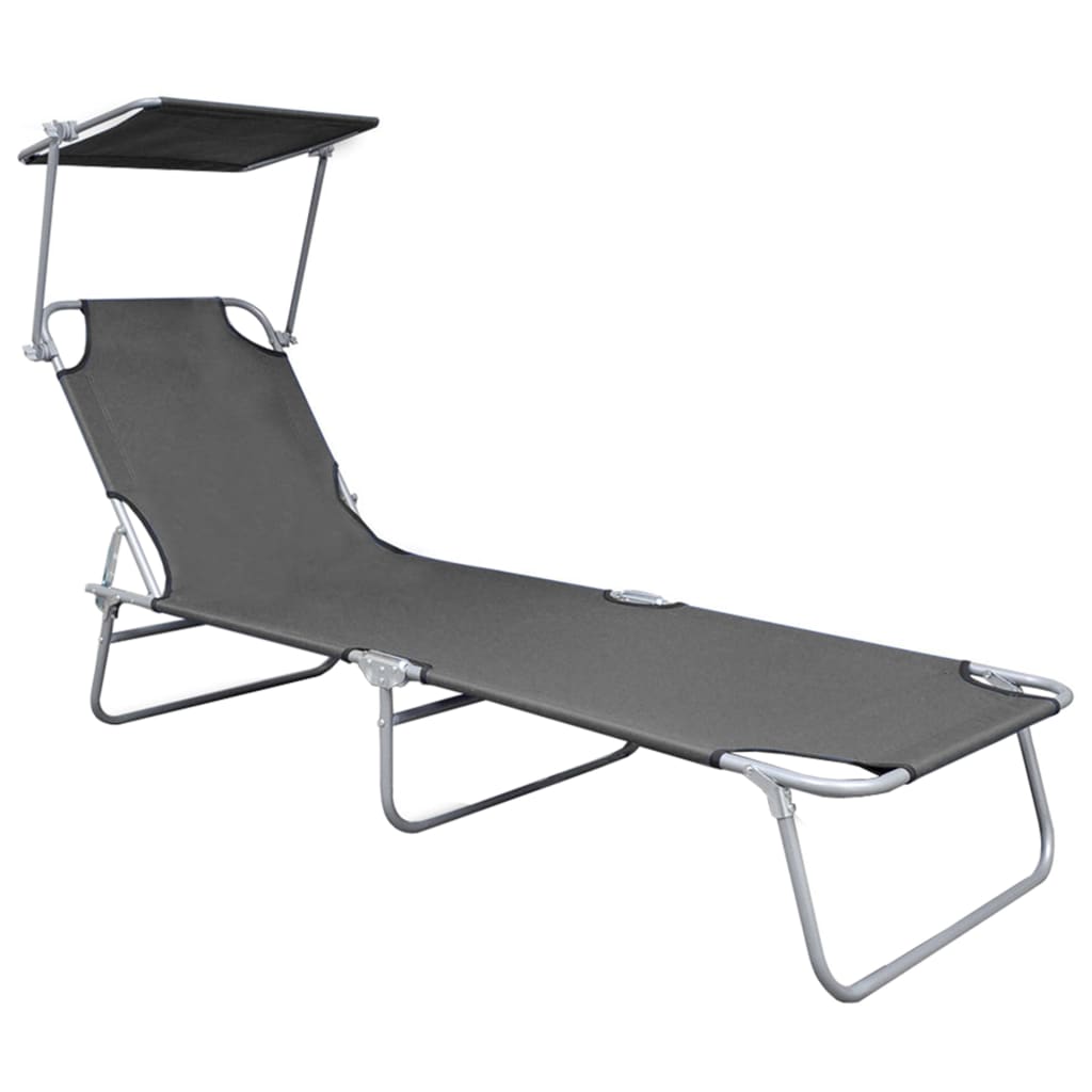 Faltbarer langer Stuhl mit Aluminiumgrau -Markise