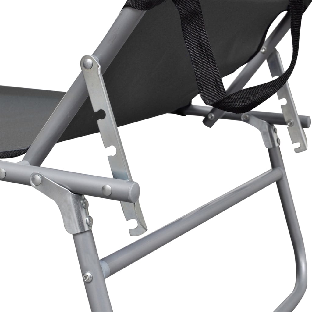 Chaise longue pliable avec auvent Gris Aluminium