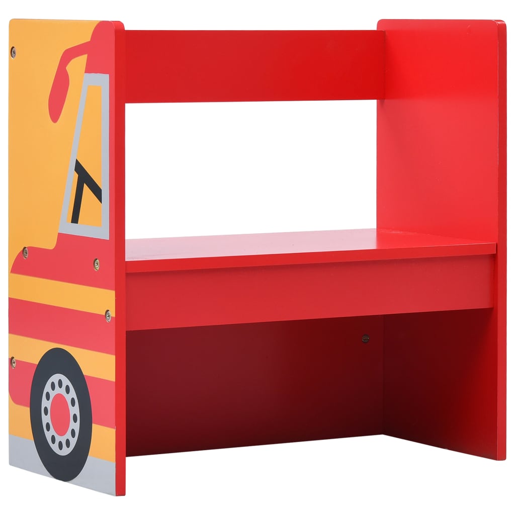 Table game and children's chairs 3 pcs wood fire truck