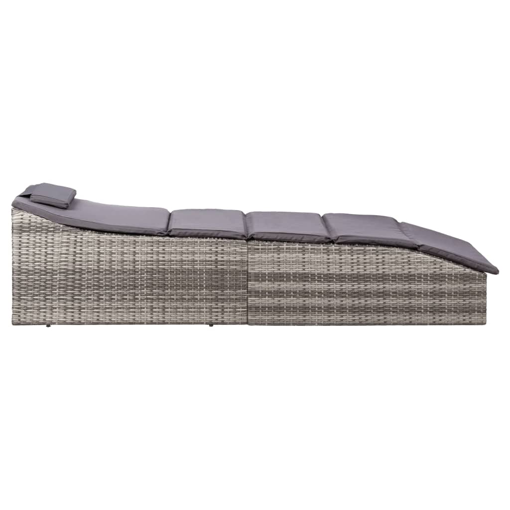 Deckchair with gray braided resin cushion