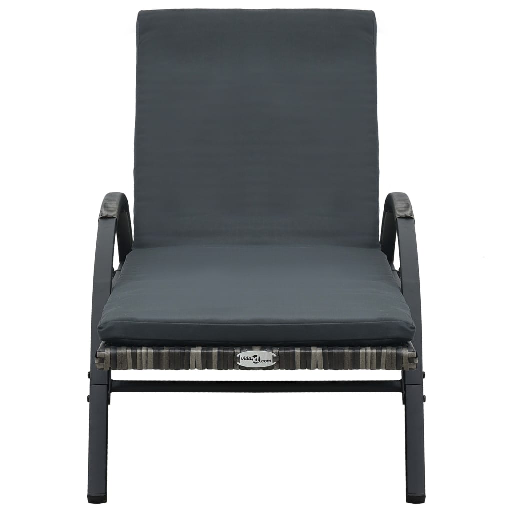 Long chair with anthracite braided cushion and braided resin wheels