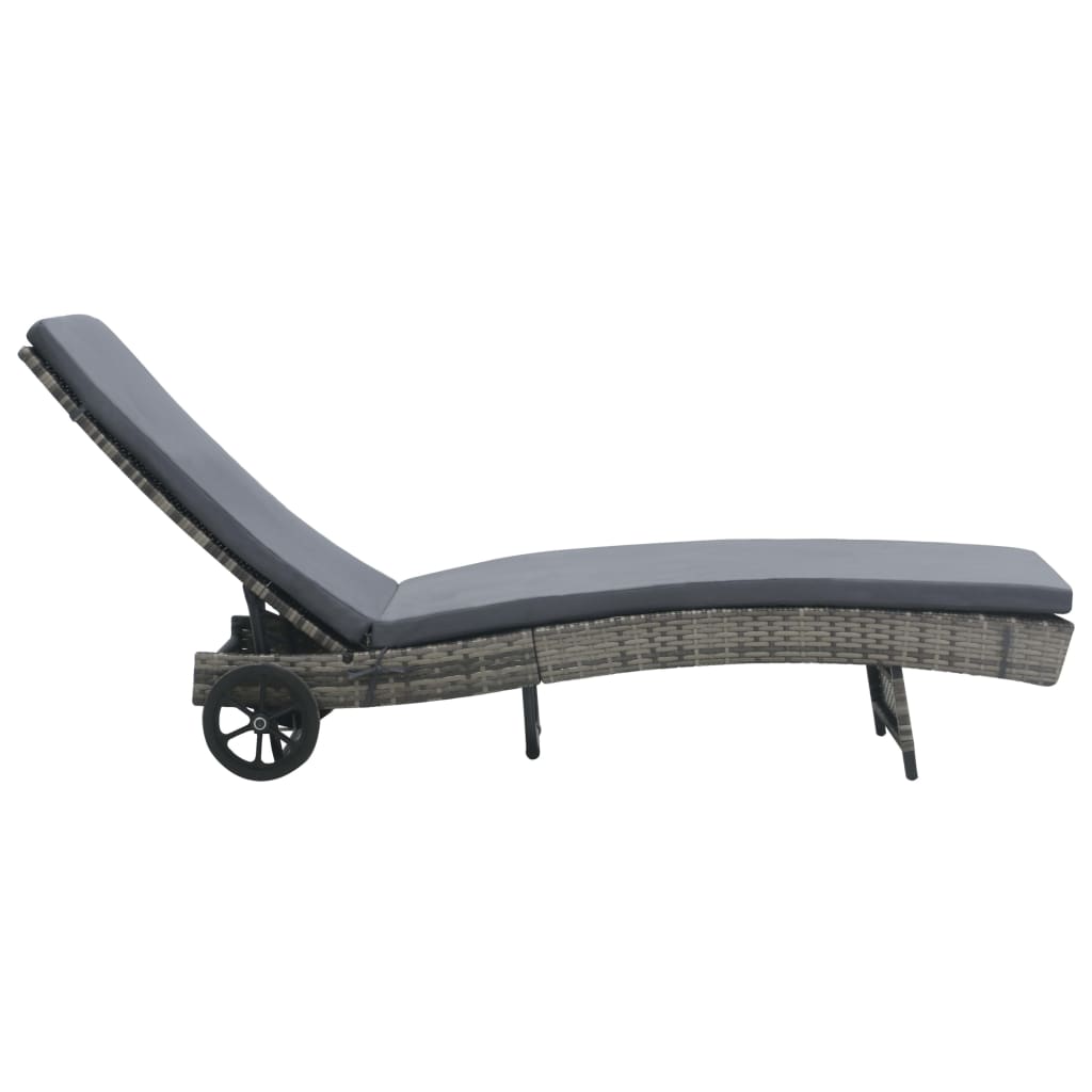 Long chair with anthracite braided wheels and braided resin cushion