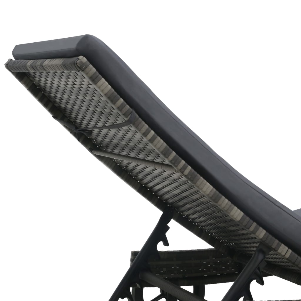 Long chair with anthracite braided wheels and braided resin cushion