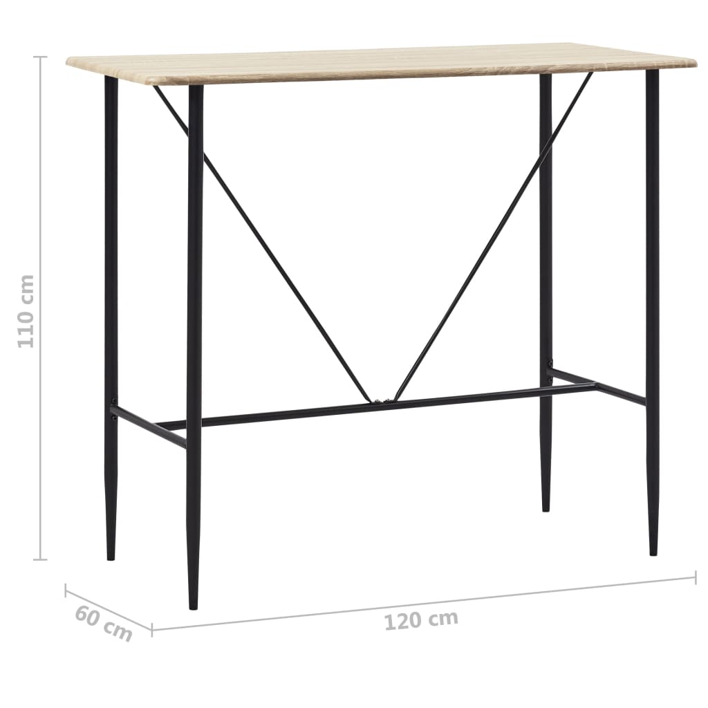 Eichenstange Tabelle 120 x 60 x 110 cm MDF