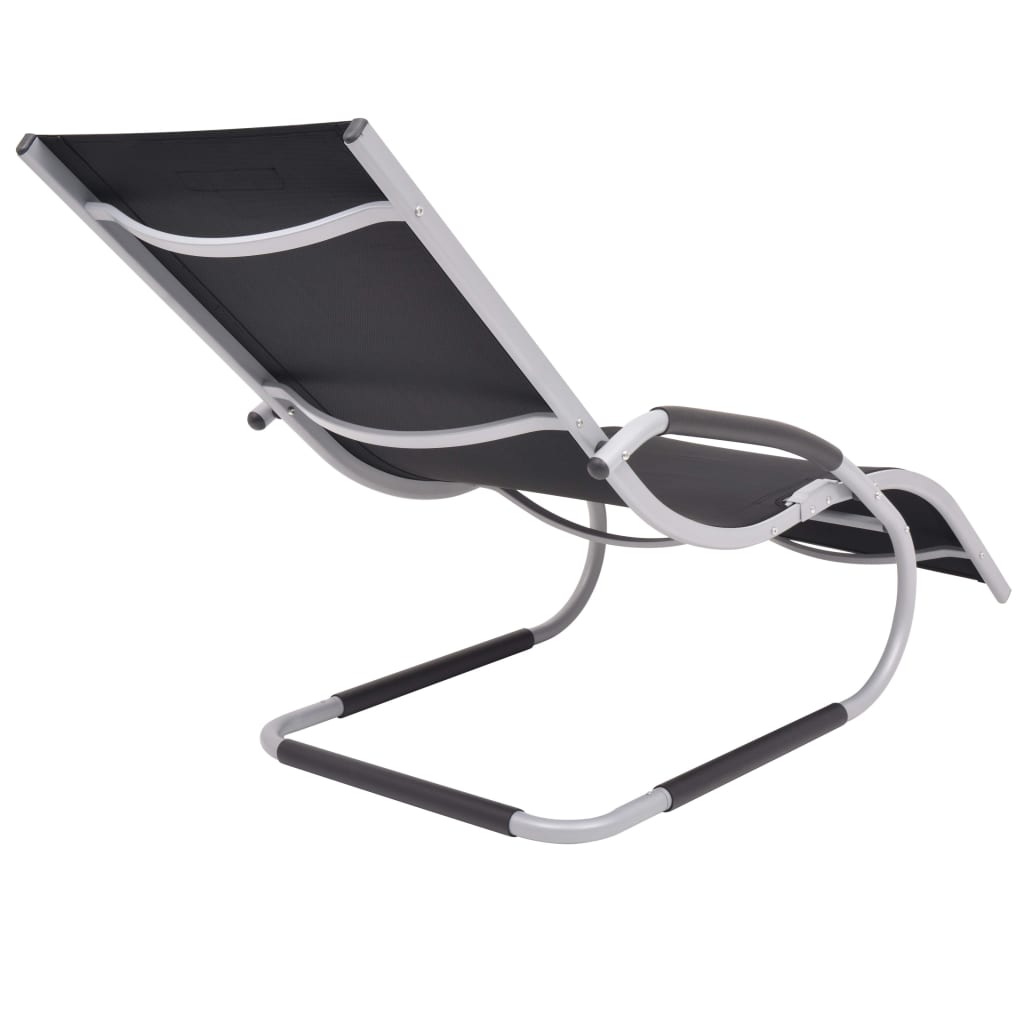 Langer Stuhl mit Aluminium und schwarzem Textilenkissen