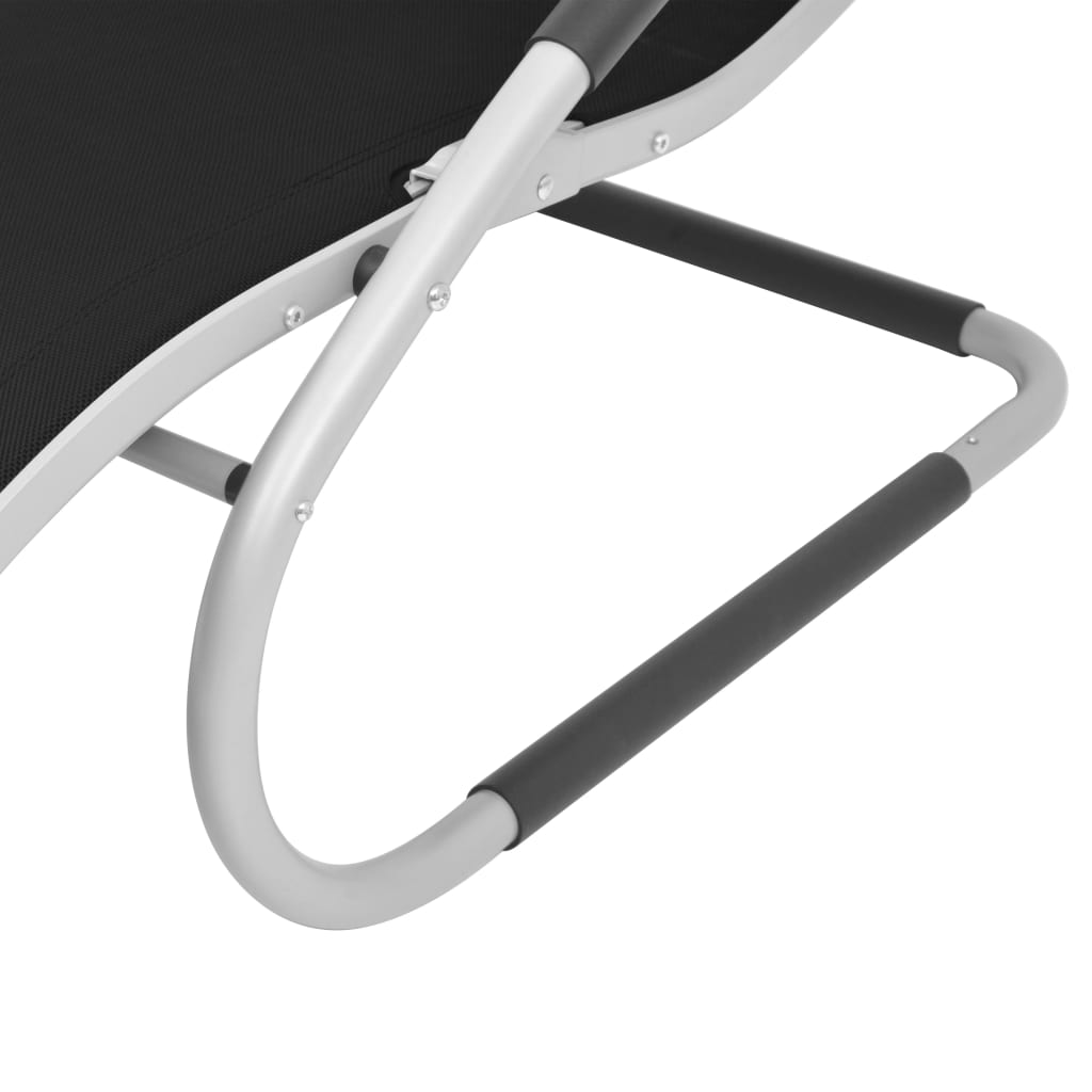 Chaise longue avec oreiller Aluminium et textilène Noir