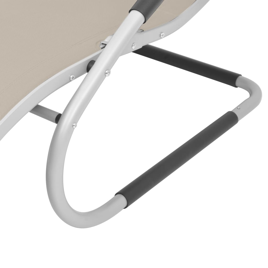 Langer Stuhl mit Aluminiumkissen und Creme Textilene