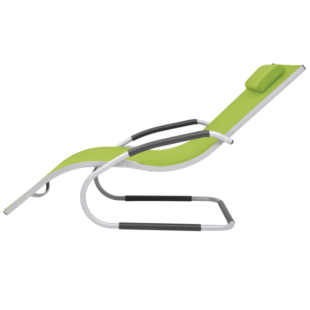 Chaise longue avec oreiller Aluminium et textilène Vert