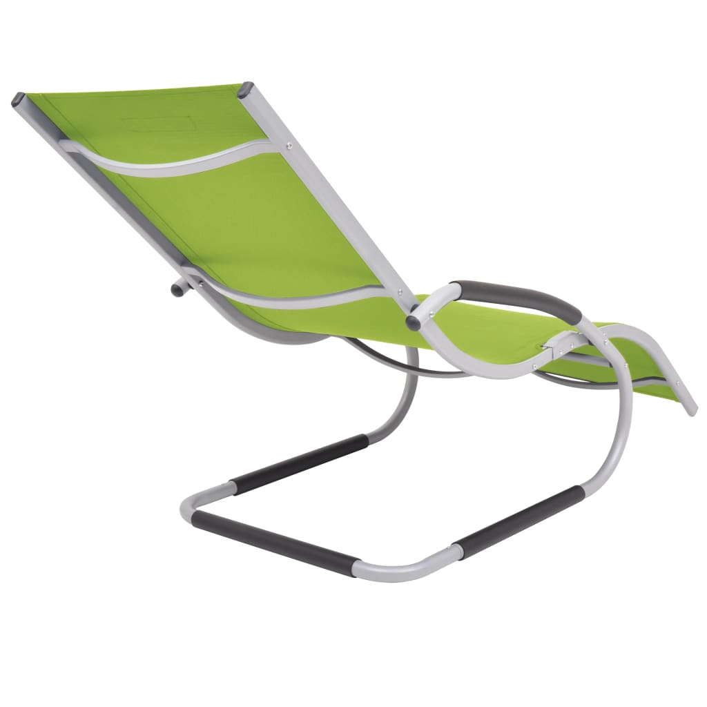 Long chair with aluminum and green textilene pillow