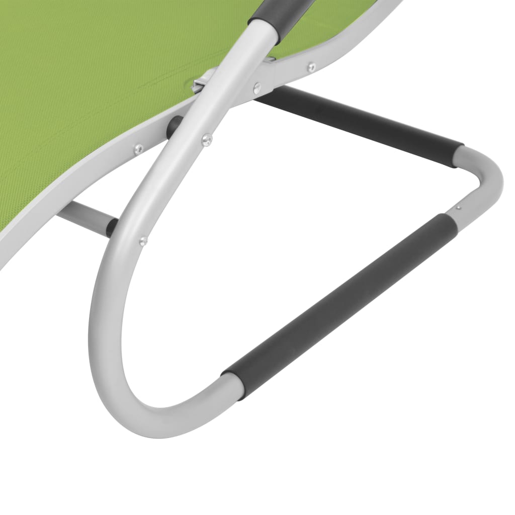 Long chair with aluminum and green textilene pillow