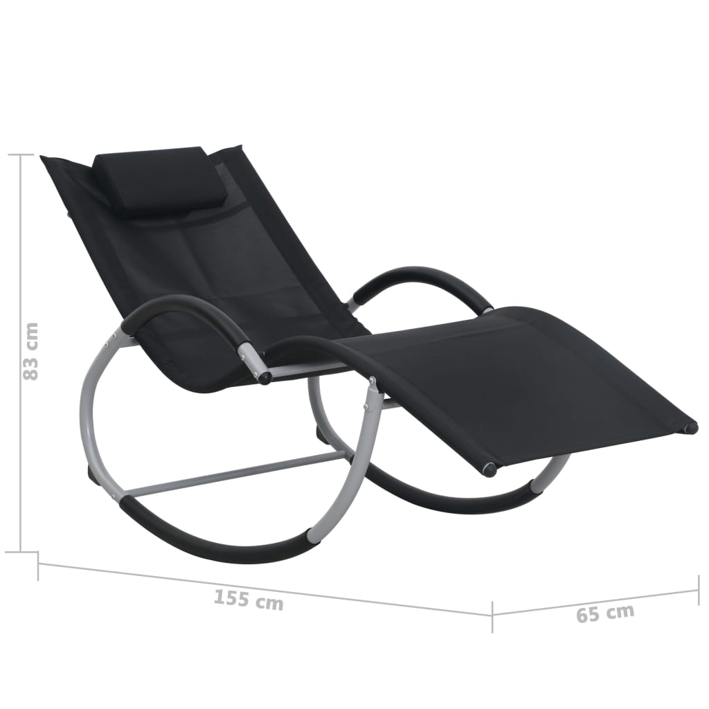 Langer Stuhl mit schwarzem Textilenkissen