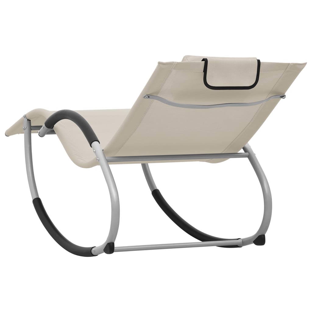 Chaise longue avec oreiller Crème Textilène