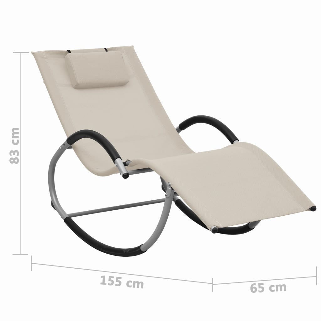 Long chair with textilene cream pillow