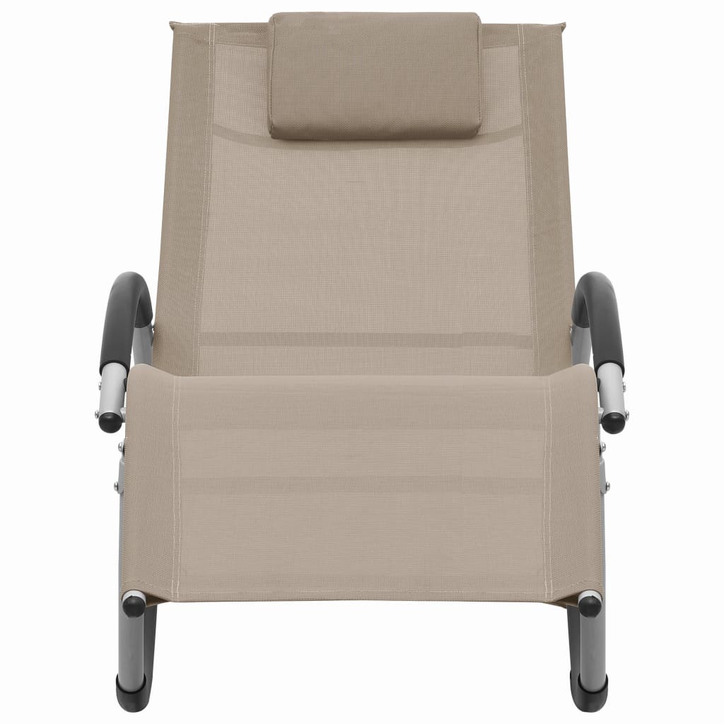Long chair with taupe textilene pillow