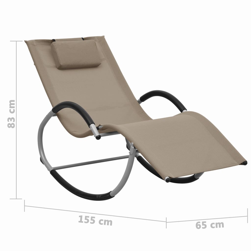 Chaise longue avec oreiller Taupe Textilène
