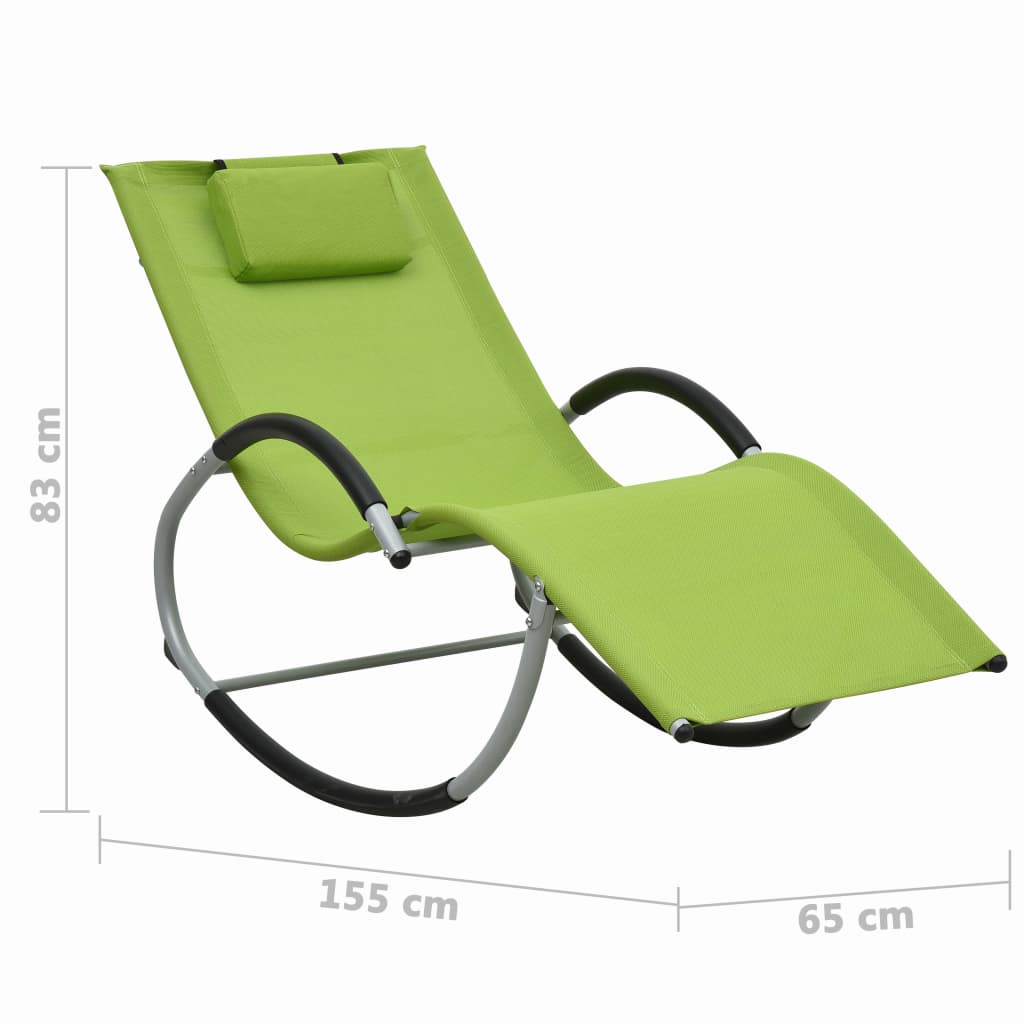 Chaise longue avec oreiller Vert Textilène