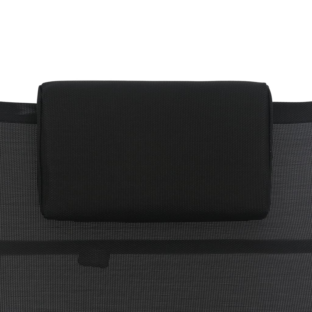 Chaise longue Aluminium Textilène Noir