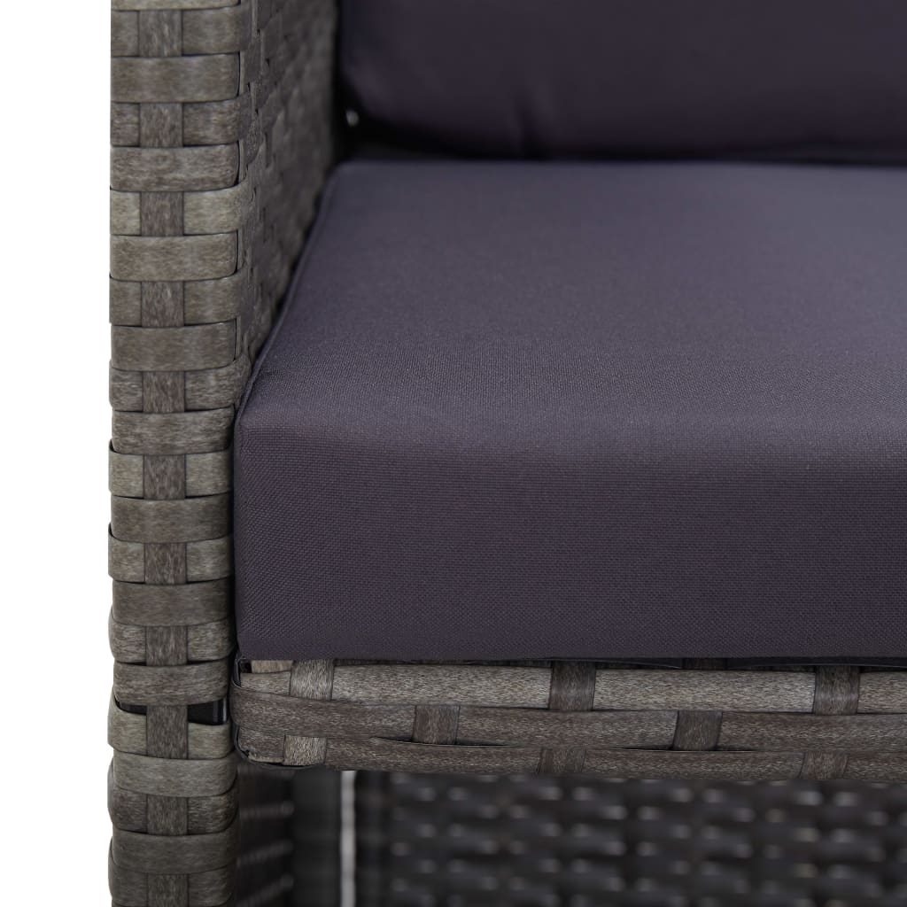 9 pcs garden furniture with anthracite braided resin cushions