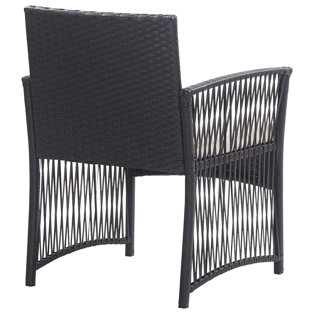4 pcs garden furniture with black braided resin cushion