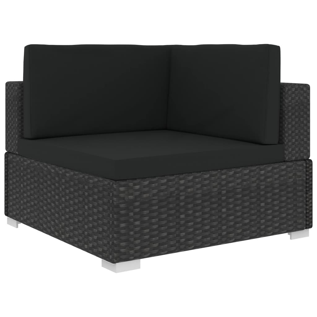 3 PCs Gartensofas mit schwarzen geflochtenen Harzkissen