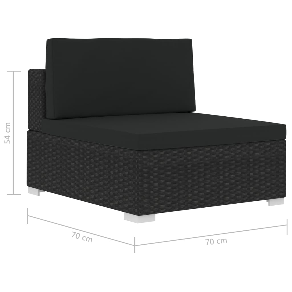 3 PCs Gartensofas mit schwarzen geflochtenen Harzkissen